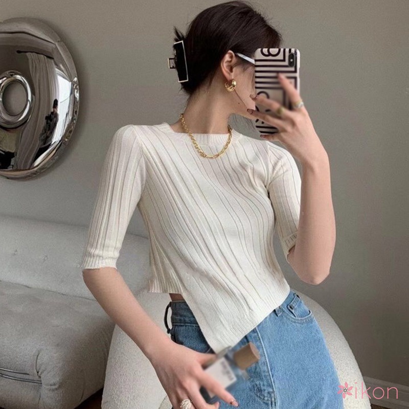 Áo Thun Tay Ngắn Màu Trơn Kiểu Dáng Hợp Thời Trang