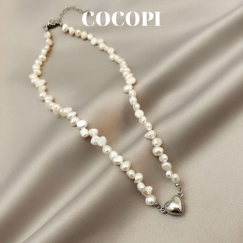Dây chuyền, vòng cổ ngọc trai nhân tạo mặt đính trai tim Cocopi.accessories VC020