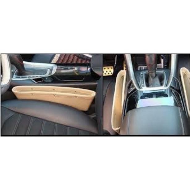 Khay để đồ dẹt cài khe ghế đựng đồ trên ô tô 4 màu đen,kem, nâu,ghi xám