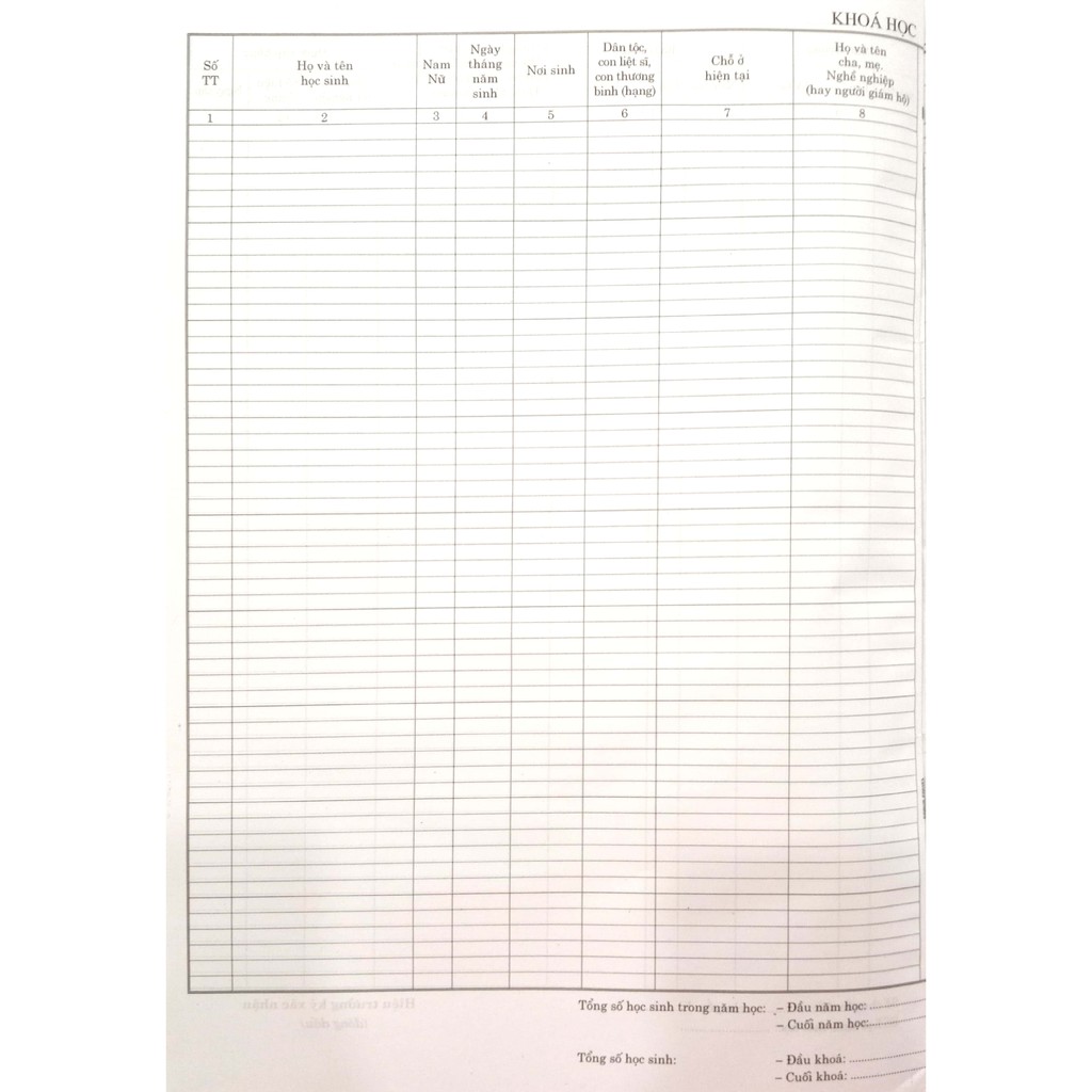 Sách - Sổ đăng bộ cấp 2, cấp 3