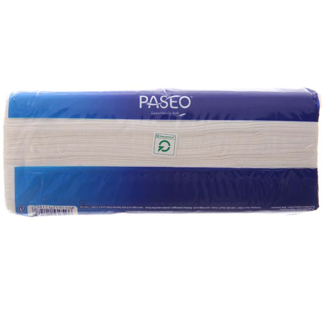 Khăn giấy Paseo Luxuriously Soft 2 lớp gói 220 tờ.