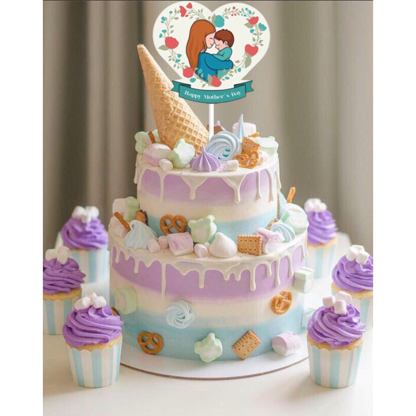 Trang Trí Sinh Nhật - SET 10 THẺ CẮM GIẤY HAPPY MOTHER'S DAY