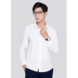 Áo somi Zara trơn vải sợi tre cao cấp (Trắng)