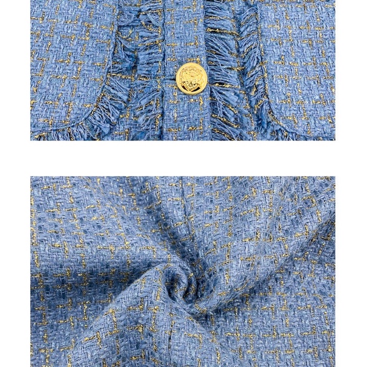 KHOÁC DẠ TWEED QUẢNG CHÂU MÀU XANH LAM TIỂU THƯ NỔI BẬT