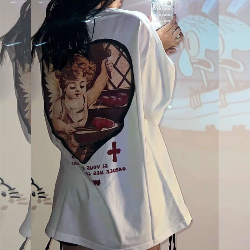 COZOK Áo Thun Ngắn Tay Phong Cách Harajuku retro Dễ Phối Đồ Thời Trang