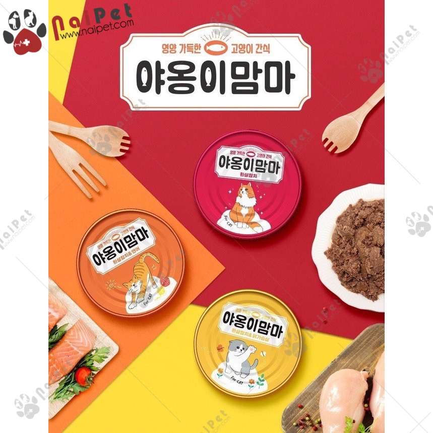 Thức Ăn Dinh Dưỡng Pate Cho Mèo Meow Mamma Hàn Quốc Lon 160g