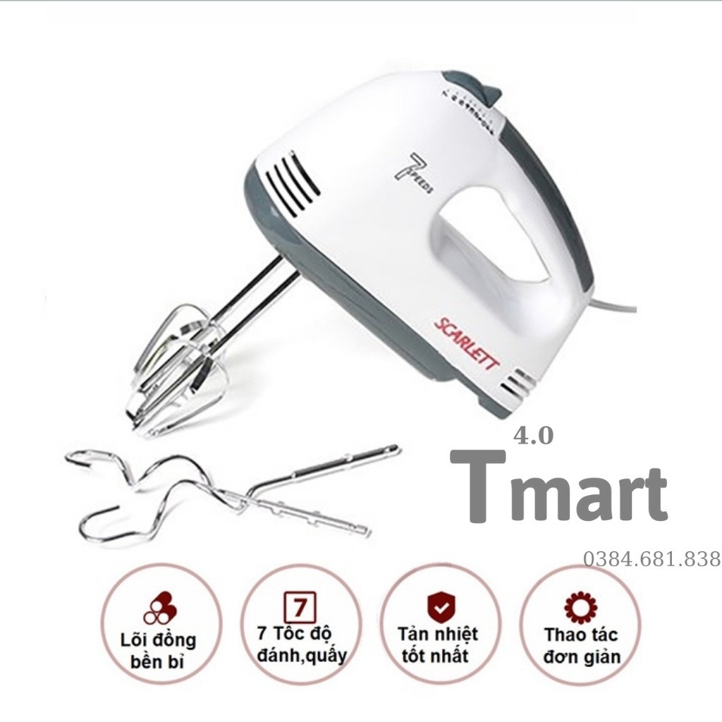 Máy Đánh Trứng Cầm Tay Scarlett Mini 7 Tốc Độ Công Suất 180W - Bmart4.0