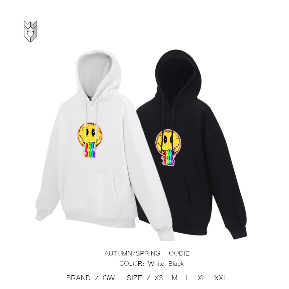 Áo hoodie vải nỉ dài tay Smile Stick nam nữ form rộng - GW Shop