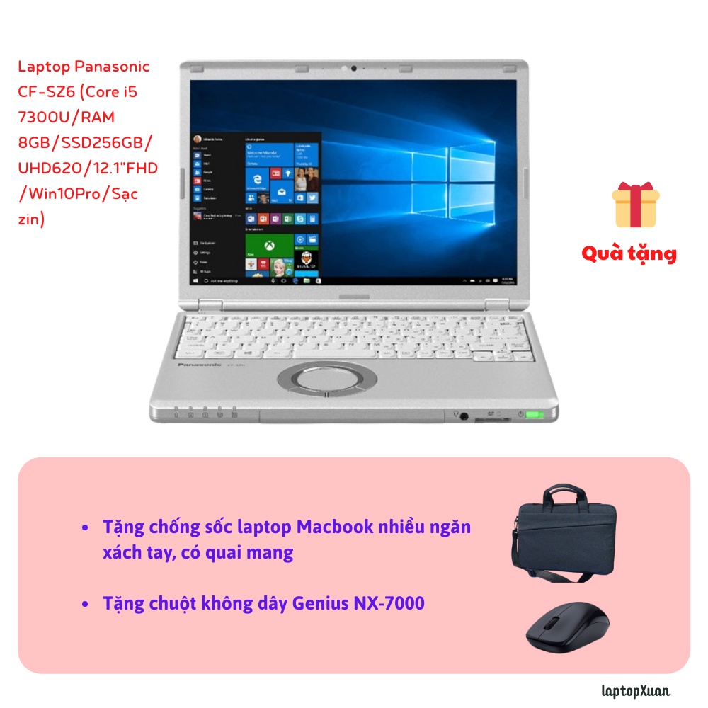 Máy tính laptop giá rẻ Panasonic CF-SZ6 (Core i5 7300U/RAM 8GB/SSD256GB/UHD620/12.1"FHD/Win10Pro) - đã qua sử dụng