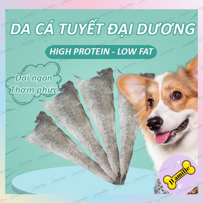 [DAI NGON]Snack Da Cá Tuyết Đại Dương JFamille, 100% Từ Cá Tươi Chế Biến Trực Tiếp. Bổ Sung Collagen &amp; Omega3. JF107