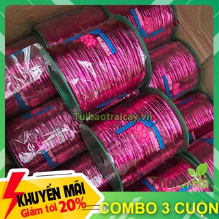 3 cuộn dây kẽm bọc kim tuyến màu hồng buộc lan 300m - D53.2