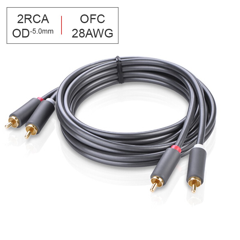 Cáp âm thanh 2 đầu RCA AV bông sen 2-2 cắm âm thanh cho Amplifier Loa 1.5 mét - 2 mét - 3 mét - 5 mét Ugreen