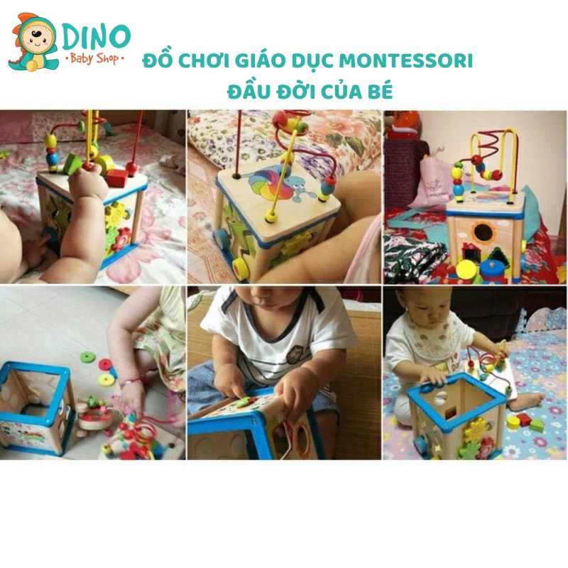 Đồ chơi giáo dục bằng gỗ đa chức năng, đồ chơi gỗ montessori rèn luyện tư duy cho bé Dino