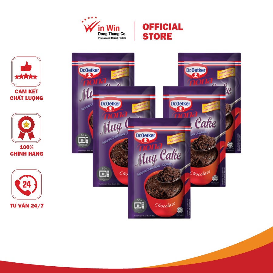 COMBO 5 Túi Bột Làm Bánh Mug Cake Socola Dr. Oetker 50g (Thương Hiệu Đức - SX Malaysia) - Date: 25/07/2023