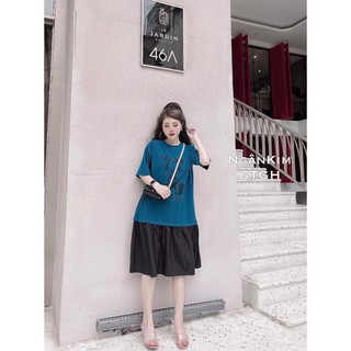 Váy Nữ, Váy Suông Micky Phối Đuôi Cá Chất Liệu Thun Hàng QC Cao Cấp Loại 1