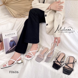 Giày sandal nữ slingback gót vàng 2p dây mãnh kiểu chữ xi hậu gài f0606