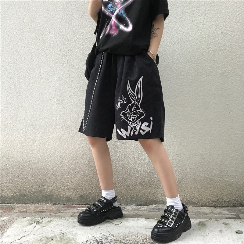 Quần short nam unisex RABBIT, Quần đùi nam mặc nhà siêu hot ngắn ống rộng style thể thao