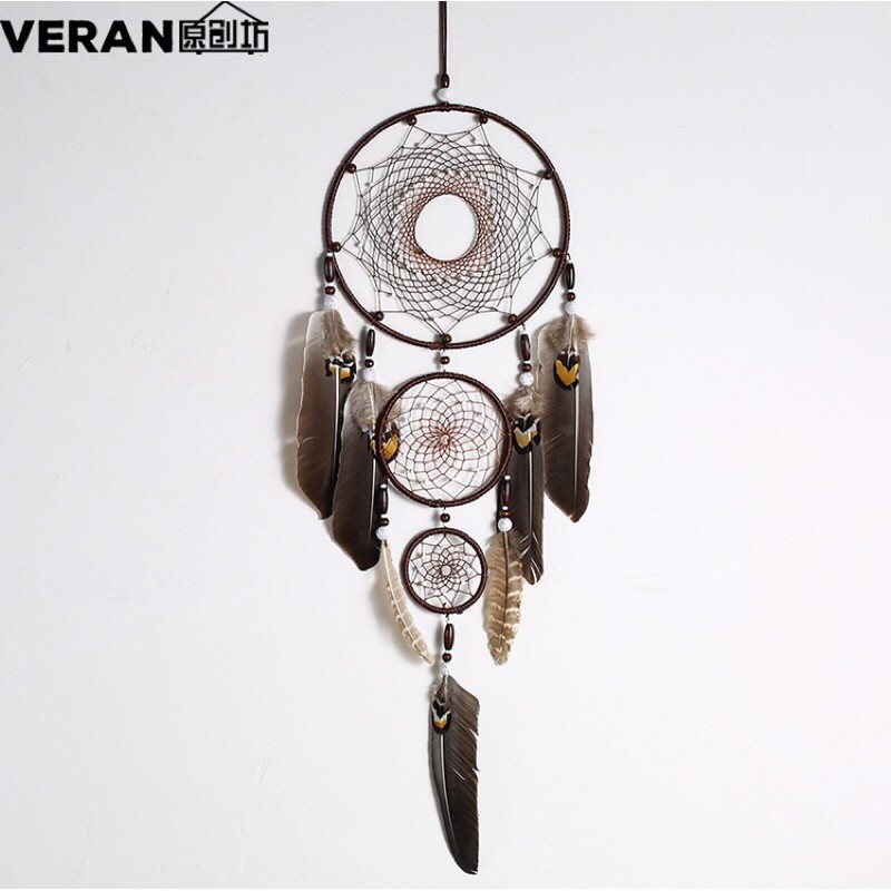 [ Làm sẵn ] Dreamcatcher gắn lông vũ trang trí vintage