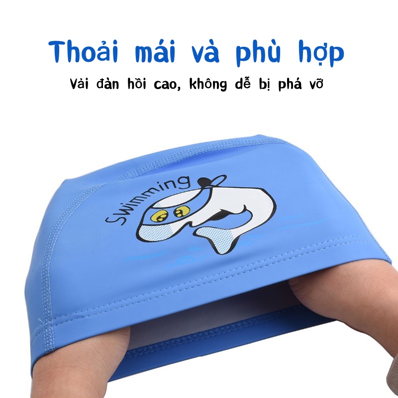 Mũ bơi trẻ em, Mũ bơi cho bé phù hợp trẻ em, Hình ngộ nghĩnh chất liệu Silicone an toàn,Chống Nước Bảo Vệ Tóc