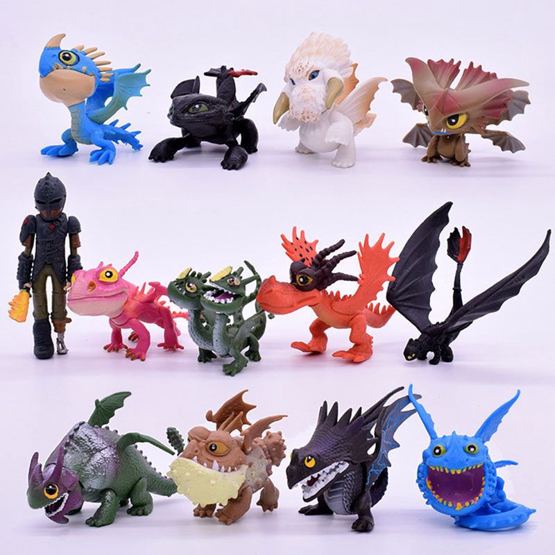 Set 13 mô hình mô phỏng nhân vật trong phim hoạt hình How to Train Your Dragon 3