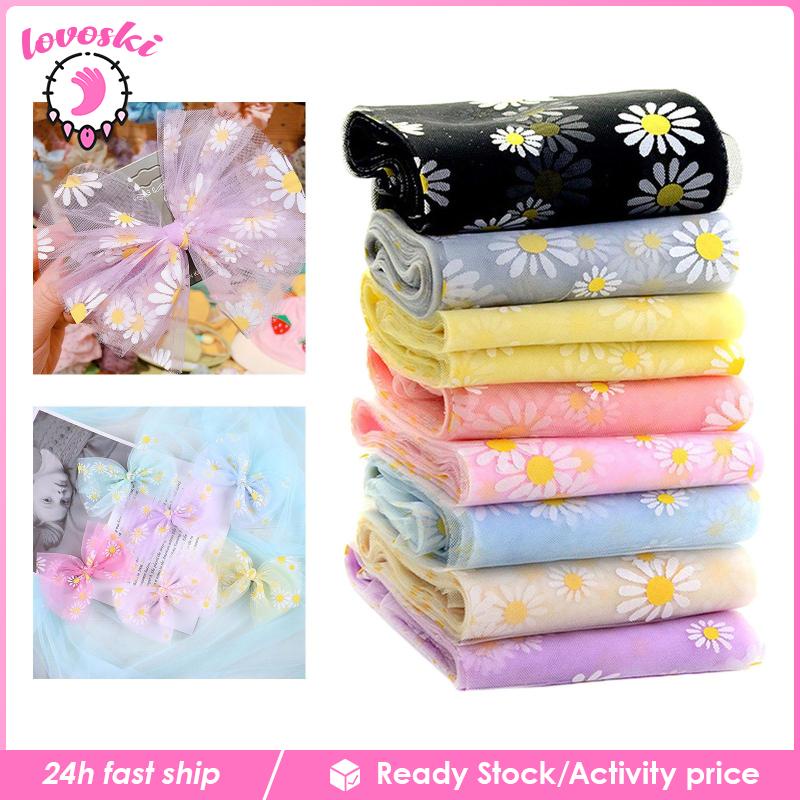 Set 8 Mạng Che Mặt Bằng Vải Tuyn Rộng 10cm Họa Tiết Hoa Cúc