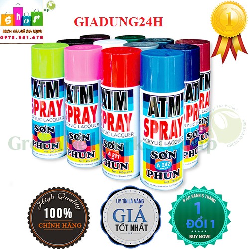 (RẺ NHẤT SÀN) Sơn phun xịt ATM Spray 400ml cầm tay tiện lơi-Đủ mã màu-Giadung24h