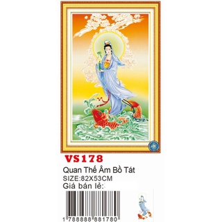 Tranh Đính Đá ABC 3D Quan Thế Âm Bồ Tát VS178 , LG1572 (KHÁCH TỰ ĐÍNH) KT:82X53CM