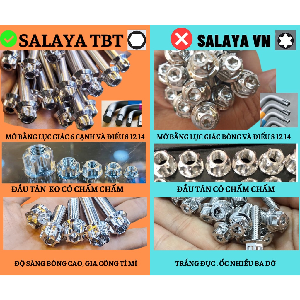 SALAYA TBT tán 10li hở inox 304 lắp cùi dĩa winner sonic , cốt trước ya bảo hành trọn đời