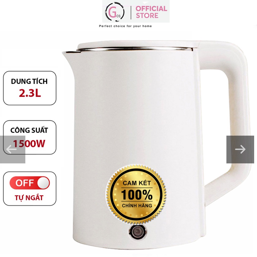 Bình đun siêu tốc G01 dung tích 1,8L lõi inox, tự ngắt khi sôi, cạn nước, cách nhiệt an toàn