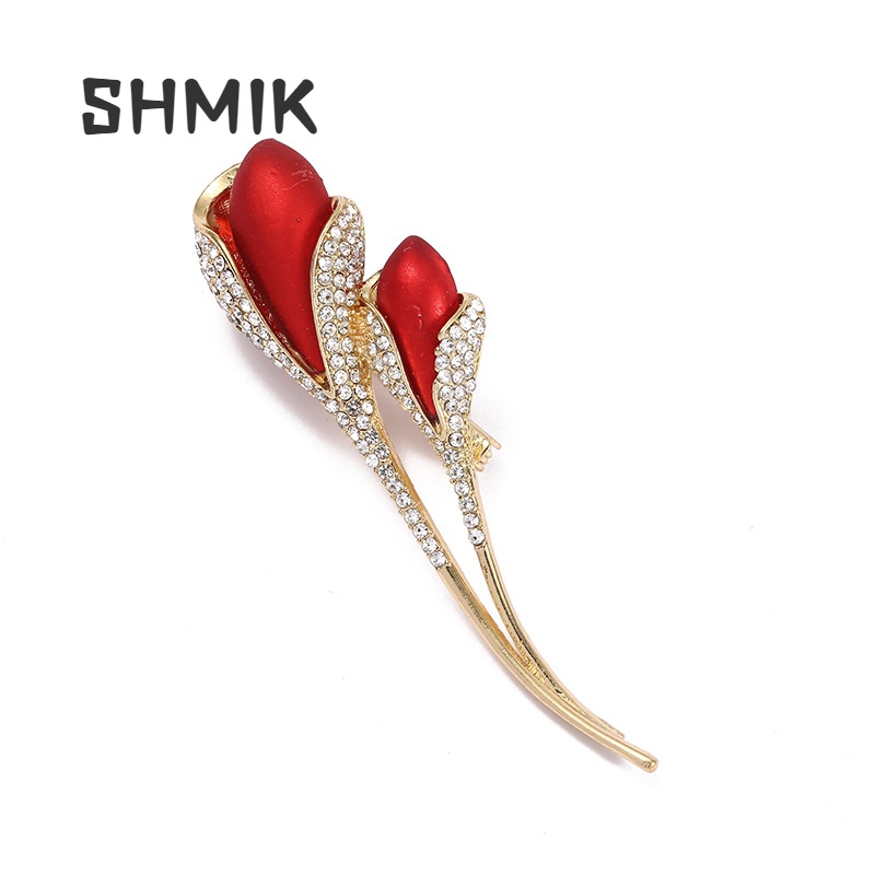 Ghim Cài Áo Hình Hoa Hồng Đính Đá Sang Trọng Cho Nữ