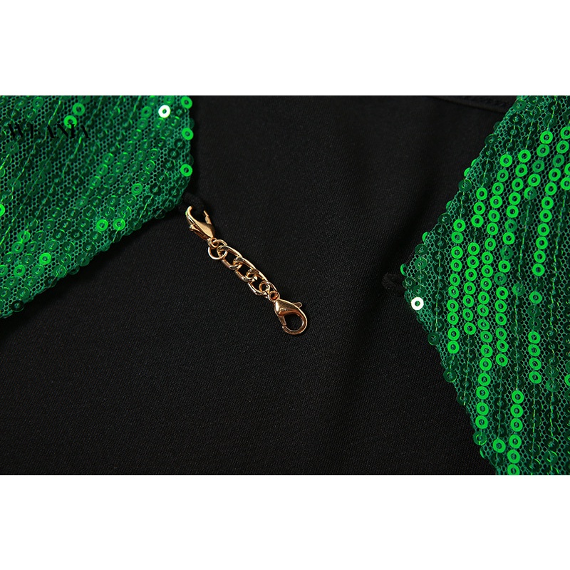 Đầm Hai Dây Màu Sắc Tương Phản Đính Kim Sa Quyến Rũ Cho Nữ