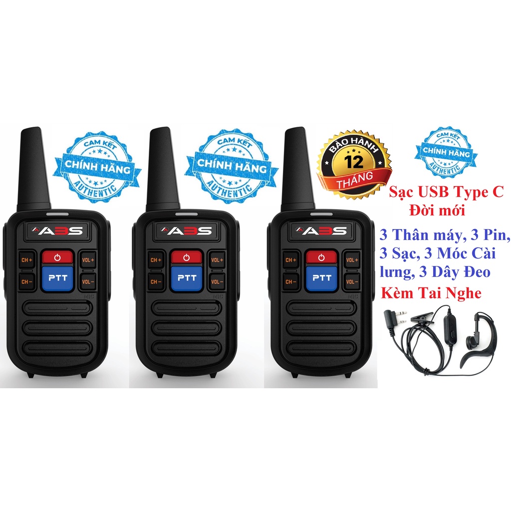 Bộ 3 Bộ đàm siêu nhỏ chất lượng khủng ABS GP800