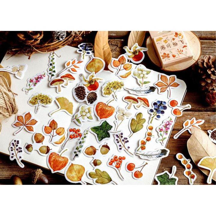Bộ 46 Sticker Mùa Thu Vàng dán trang trí E46