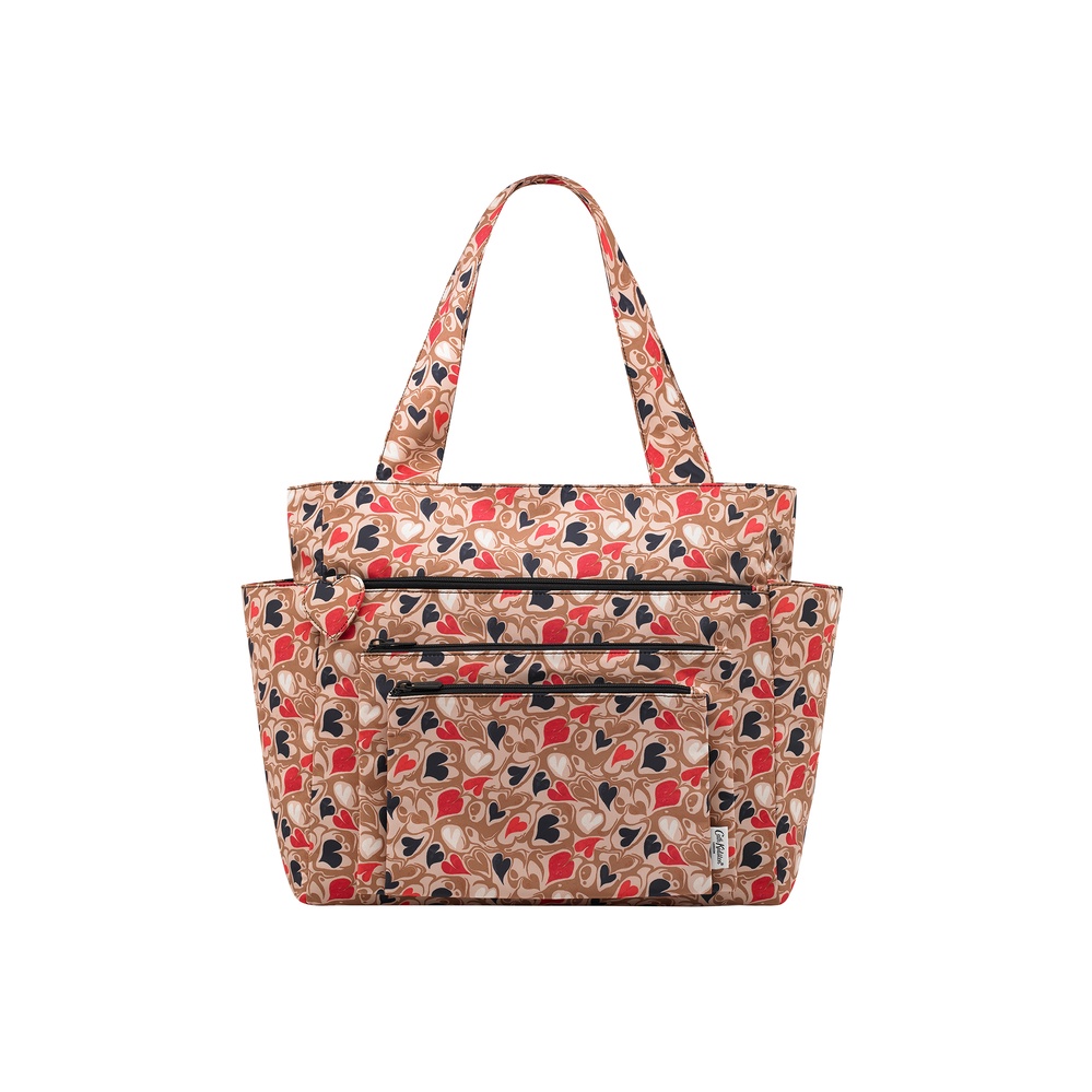 Cath Kidston - Túi đeo vai/Recycled Rose Large WFH Tote - Marble Hearts Ditsy - Brown -1041248