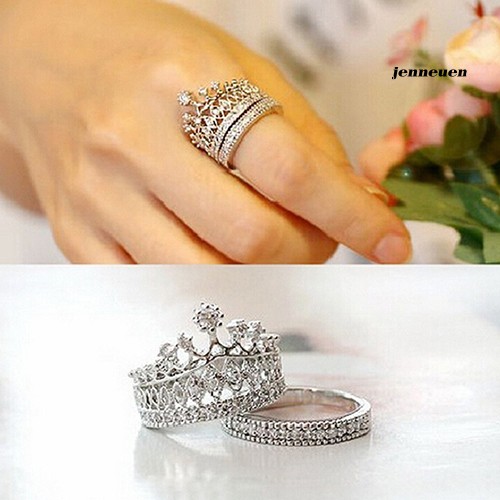 Nhẫn Hợp Kim Hình Vương Miện Đính Đá Xinh Xắn