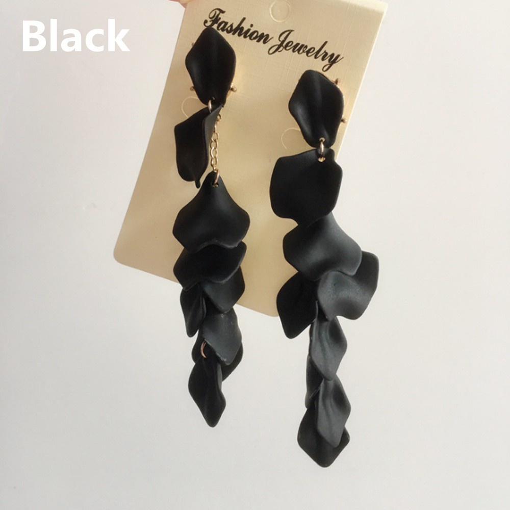 Khuyên tai acrylic dáng dài hình hoa hồng chống dị ứng 2021 cho nữ