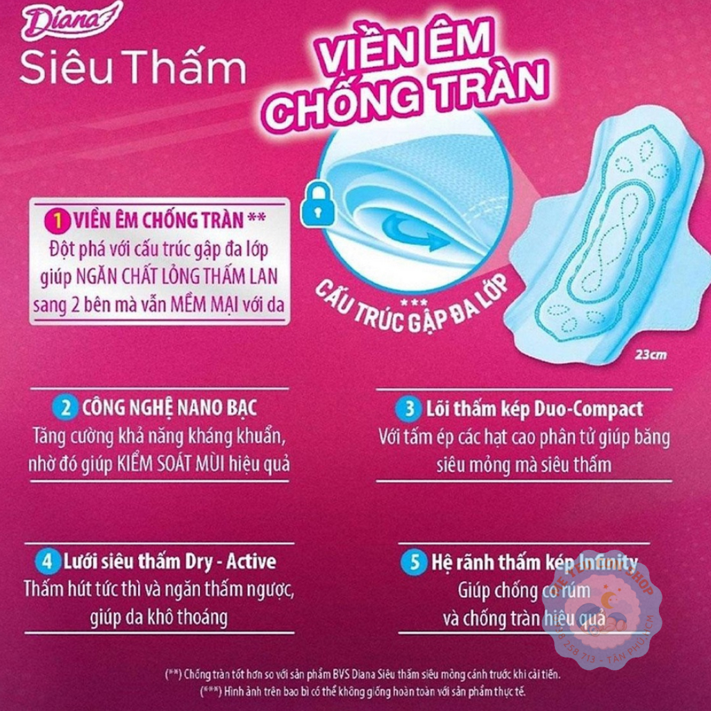 [Tặng 1 miếng] Gói 8 miếng - Băng vệ sinh siêu mỏng siêu thấm Diana