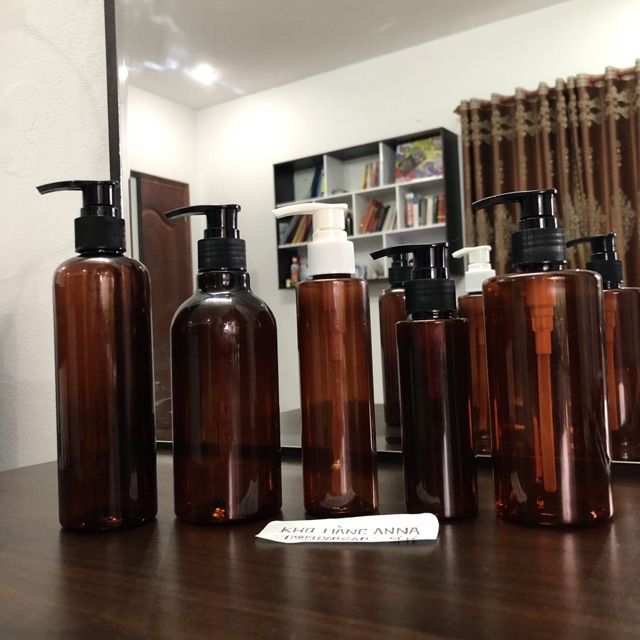 Vỏ Chai đựng dầu gội vòi nhấn nhỏ giọt 100ml/ 150ml/ 200ml/ 300ml- Chai nhựa xịt giọt trong suốt/ nâu/ xanh rêu/ trắng