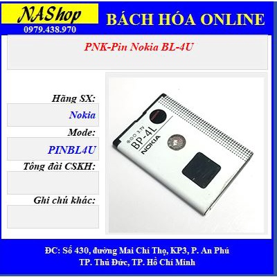 NaShop - Pin điện thoại Nokia BL4C,BL5C,BL4U,BL4B,BL4J,BL4D,BL5BT,BL5K,BL5F,BP5M,BP6M,BP4L )