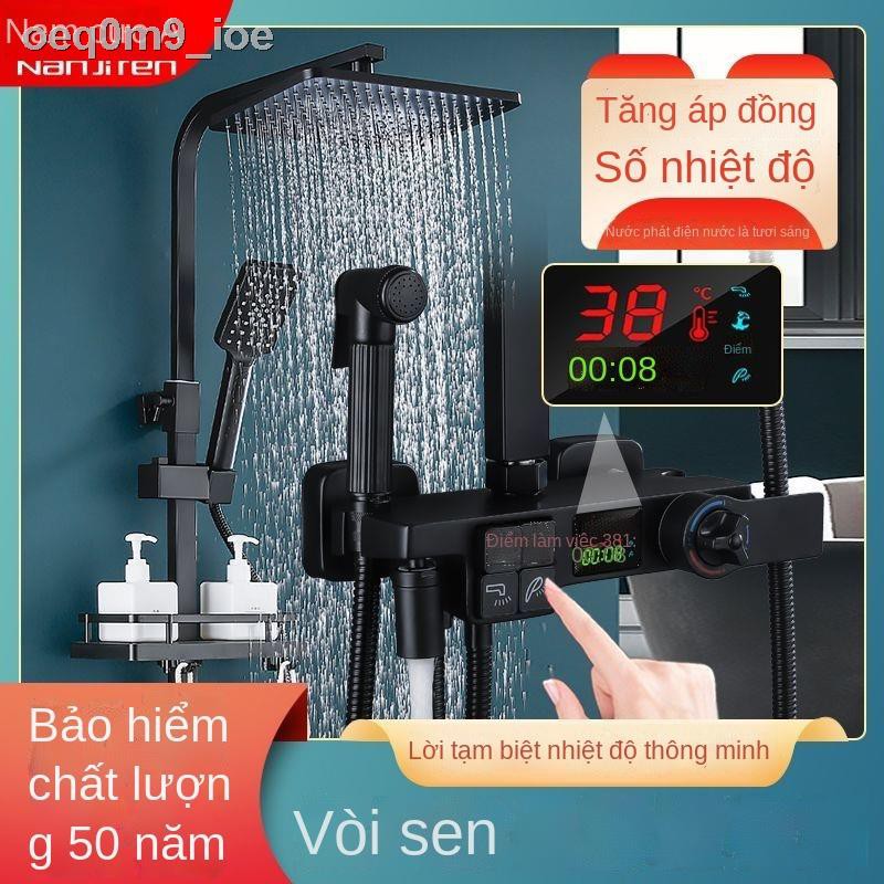 ❖✹Phòng tắm Nam Cực bộ vòi hoa sen màu đen đầy đủ đồng nhiệt độ không đổi hộ gia đình phun tăng áp mưa gắn tư