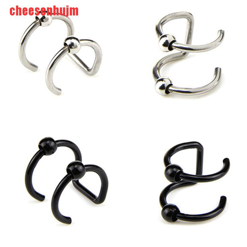 [cheesenhujm]Crystal Non-Piercing Clip On Ear Stud Cuff Wrap Hoop Earrings Cartilage Gift