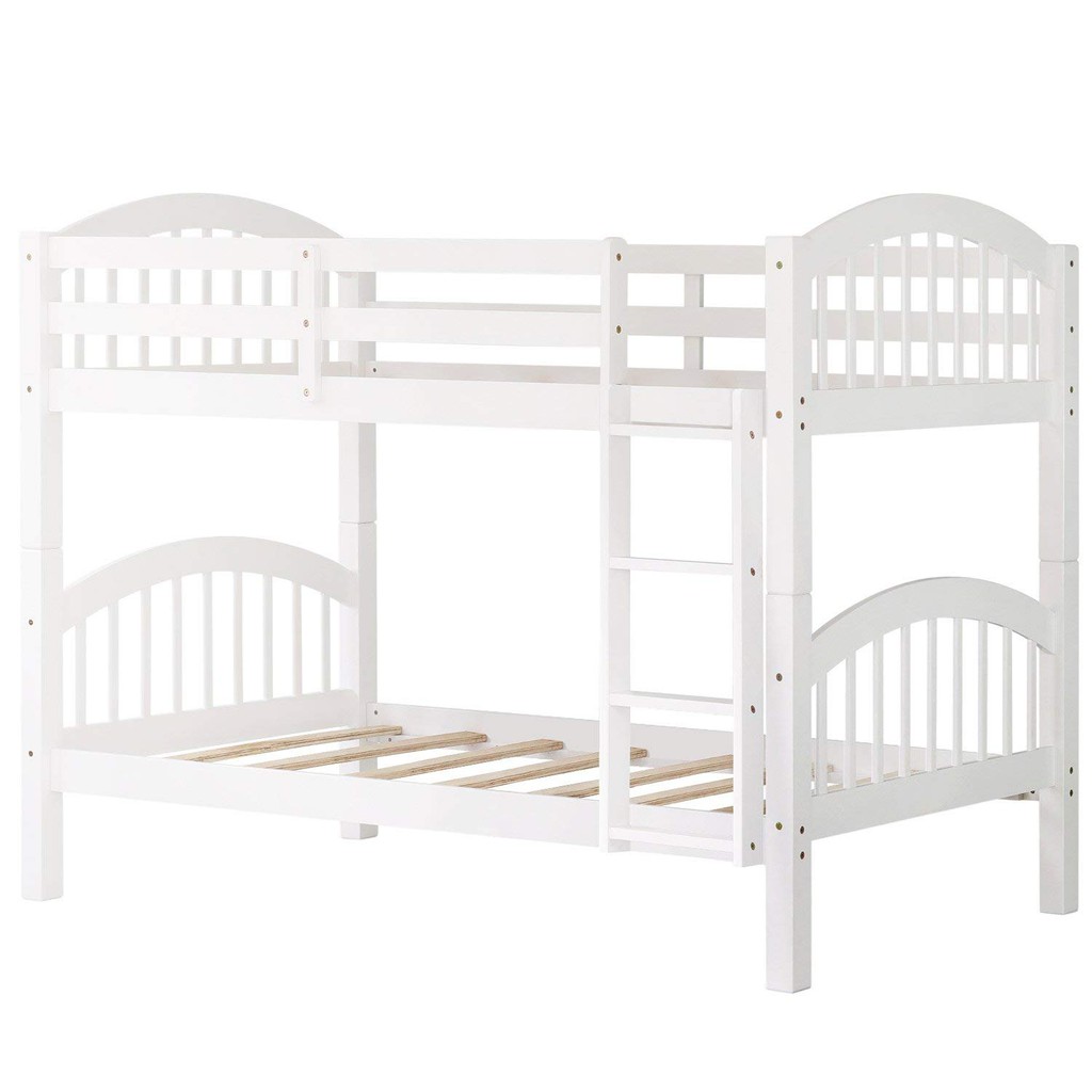 Giường 2 Tầng 1m/1m - Trắng Gỗ Thông Tự Nhiên Có Ngăn Kéo