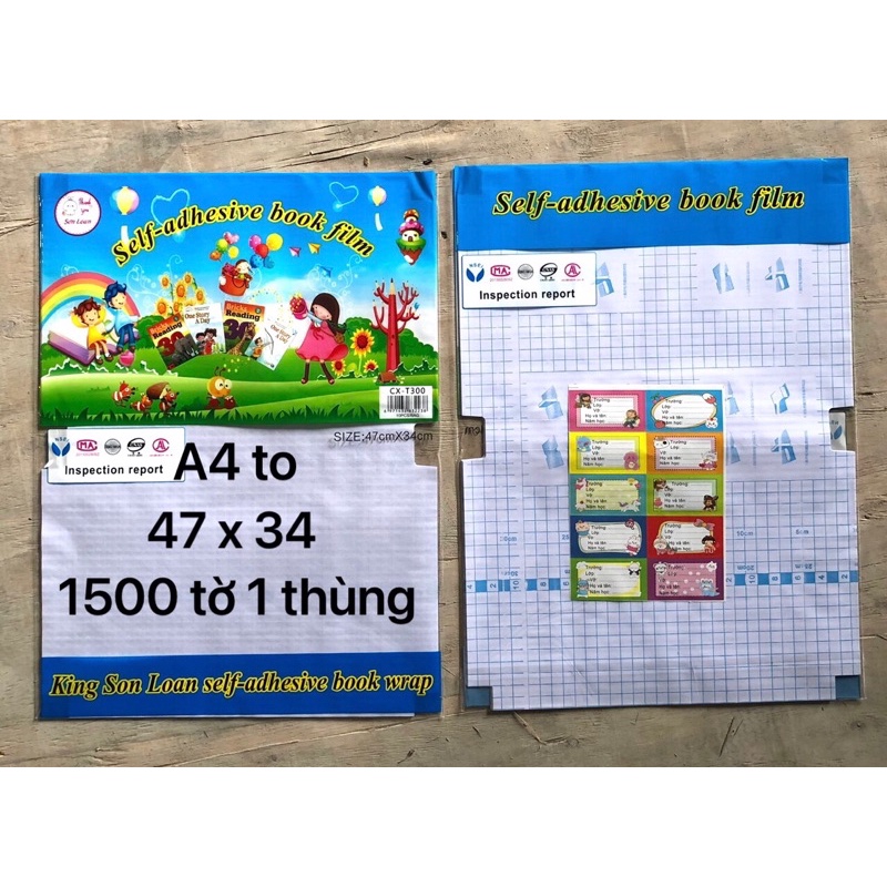 10 tờ Decal bọc sách vở A4 : kích thước 47x34cm