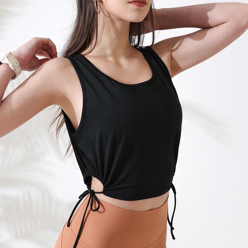 Áo thun thể thao sát nách phối dây rút chất liệu nhanh khô thời trang quyến rũ cho nữ