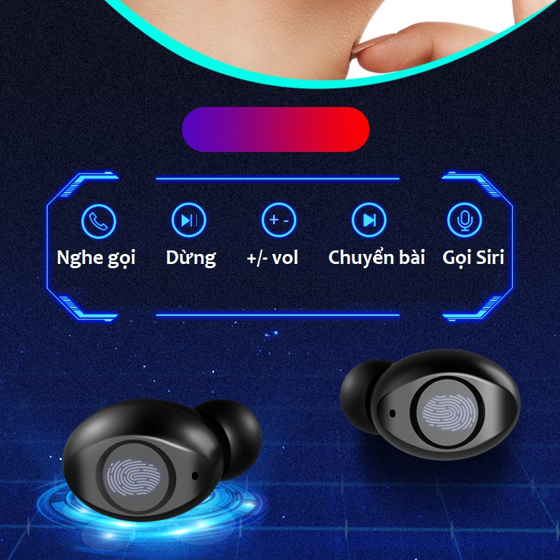 Tai nghe bluetooth cảm ứng Amoi V12 cao cấp âm thanh vòm 8D