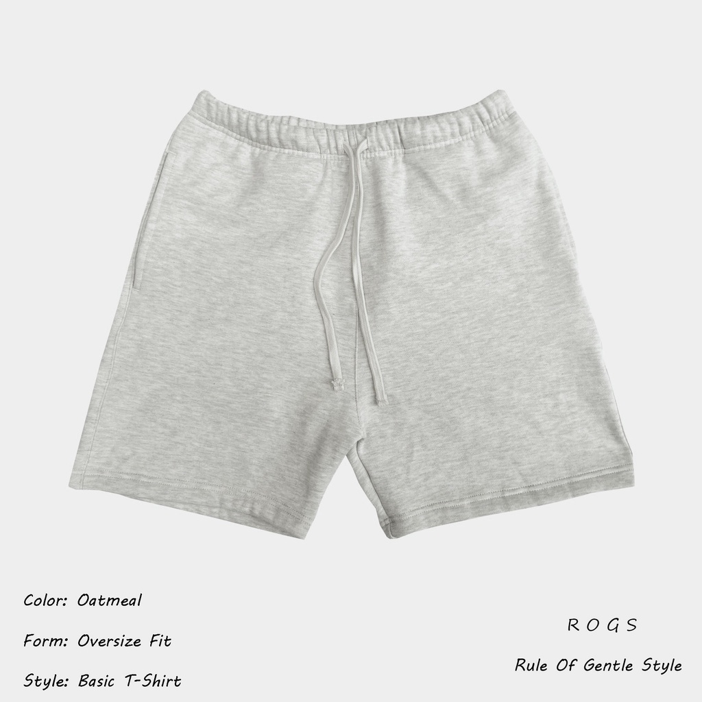 Quần Short nỉ cotton ROGS, dày dặn, đứng form,Quần cộc nam nữ unisex màu OatMeal