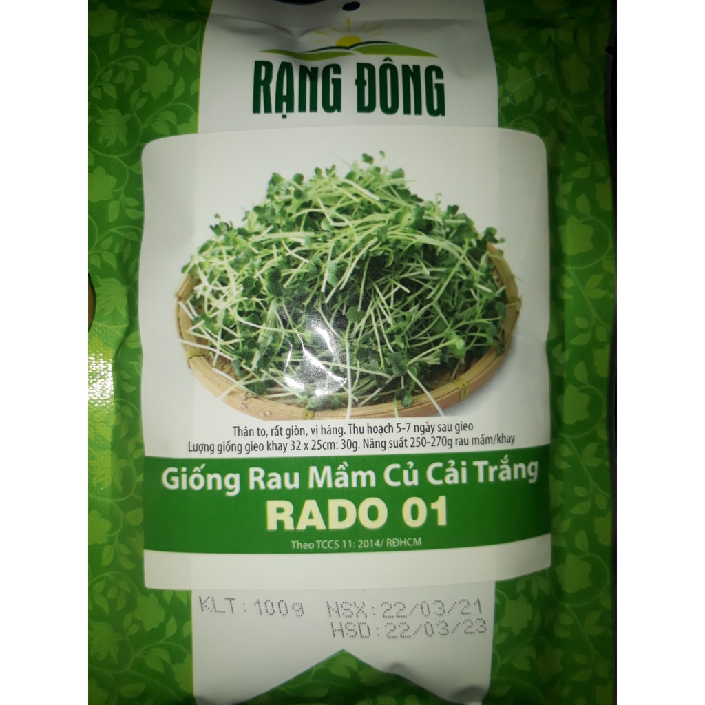 [Seeds] Hạt giống Rau Mầm Củ Cải trắng_50g-100g