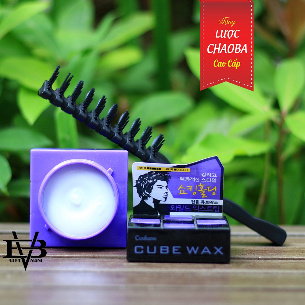 Sáp vuốt tóc Cube Wax Wild Extreme Tím Hàn Quốc + Tặng lược tạo kiểu cao cấp Chaoba