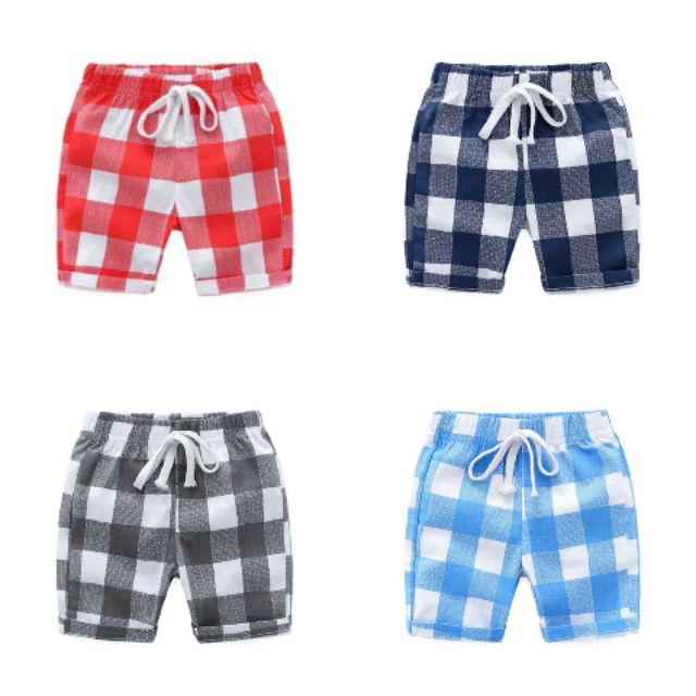 Quần short bé trai Wellkids quần đùi cho bé họa tiết caro xuất Âu Mỹ