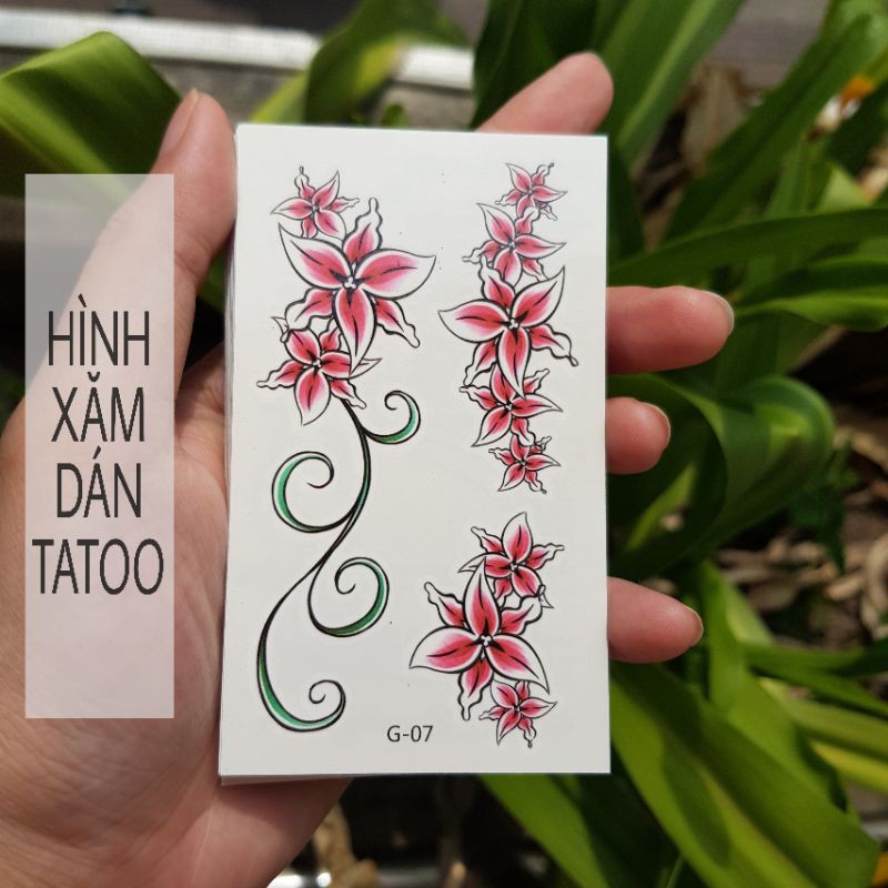 Hình xăm hoa thành cụm g07. Xăm dán tatoo mini tạm thời, size &lt;10x6cm